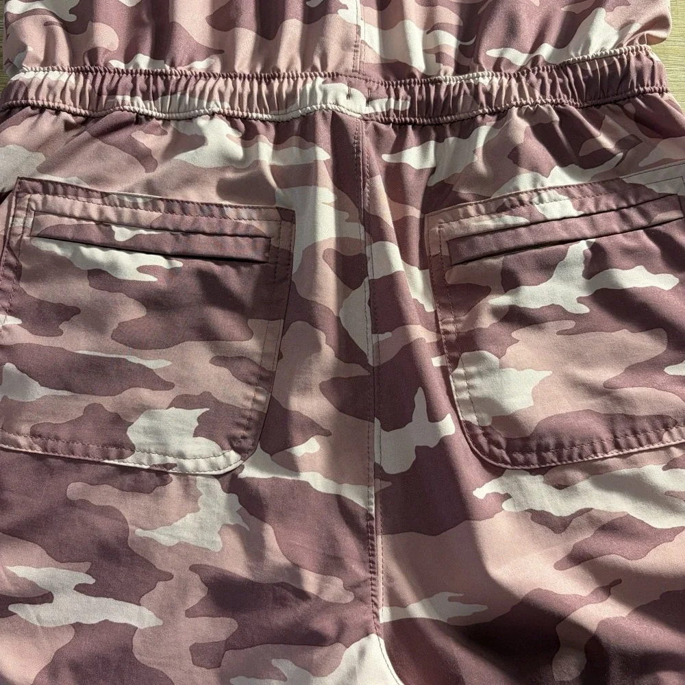 Athleta Girl XXL 16 Pink Camouflage Romper Shorts One Piece